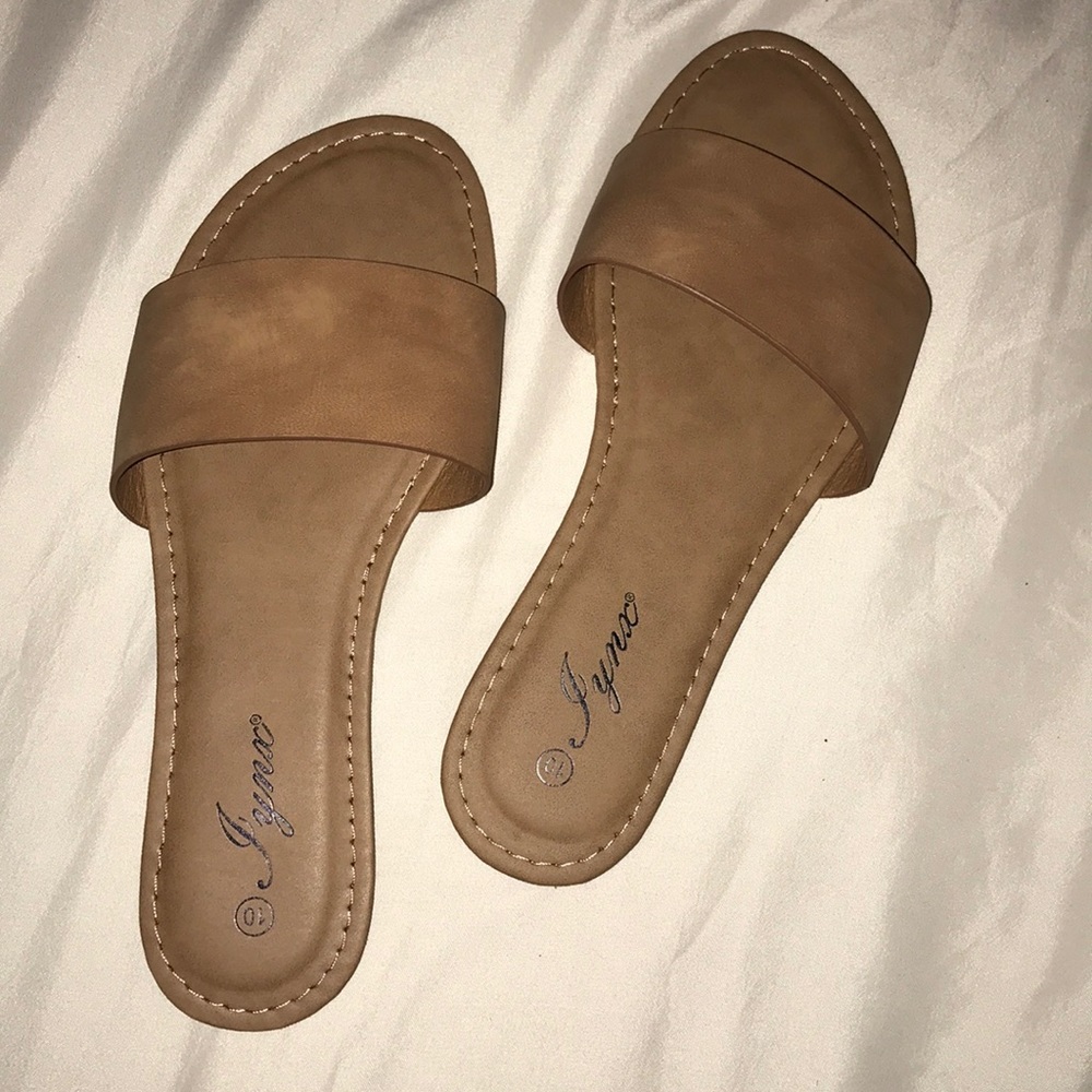 Faux-leather slides